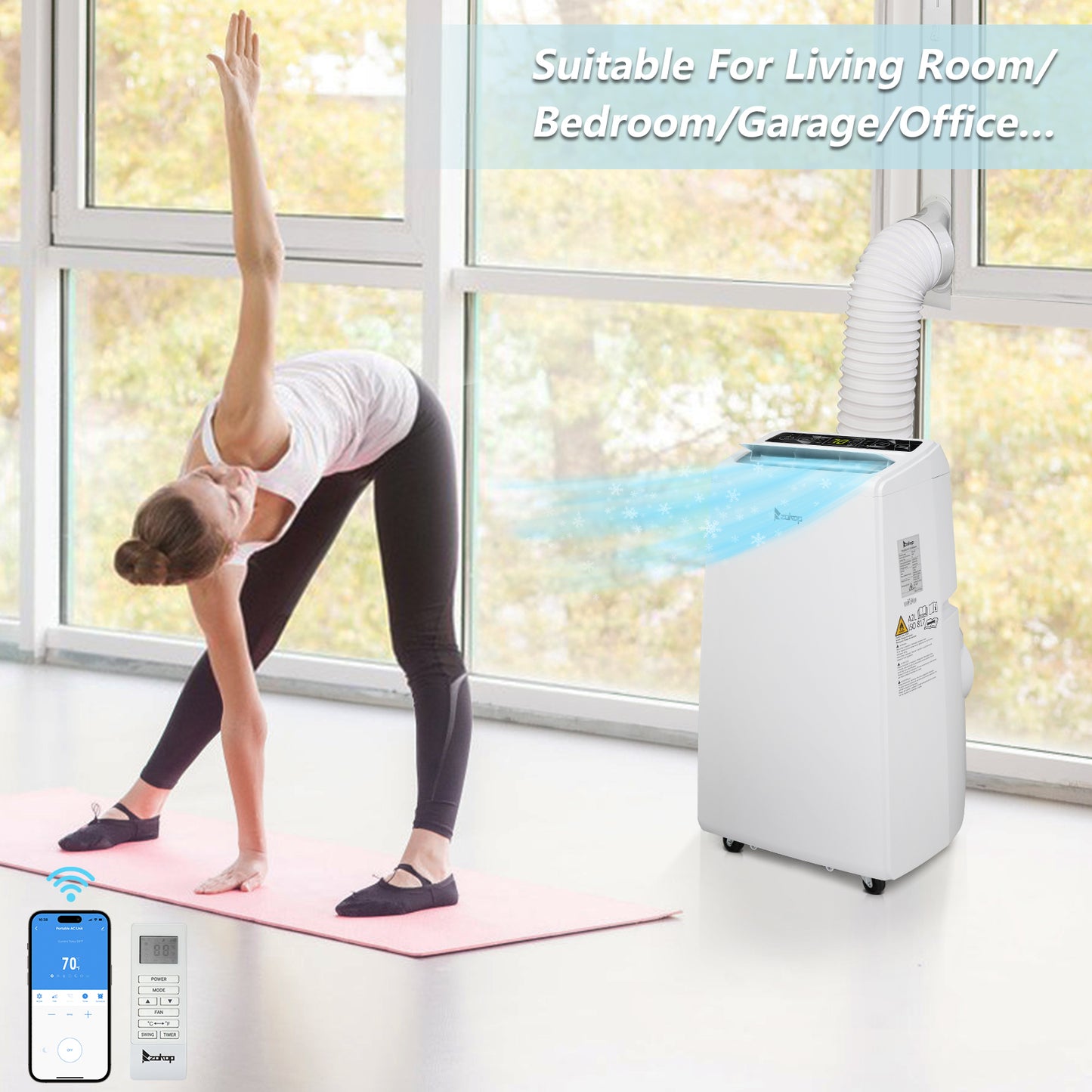 ZOKOP Smart WiFi Enabled 8800BTU (13000BTU ASHRAE) Portable Air Conditioner & Dehumidifier