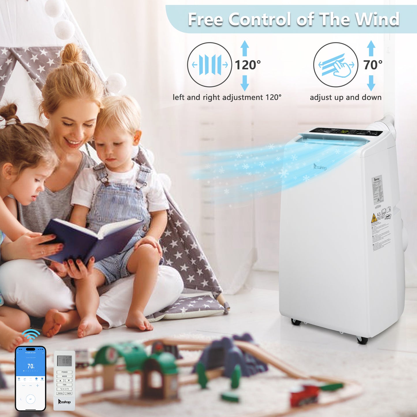 ZOKOP Smart WiFi Enabled 8800BTU (13000BTU ASHRAE) Portable Air Conditioner & Dehumidifier