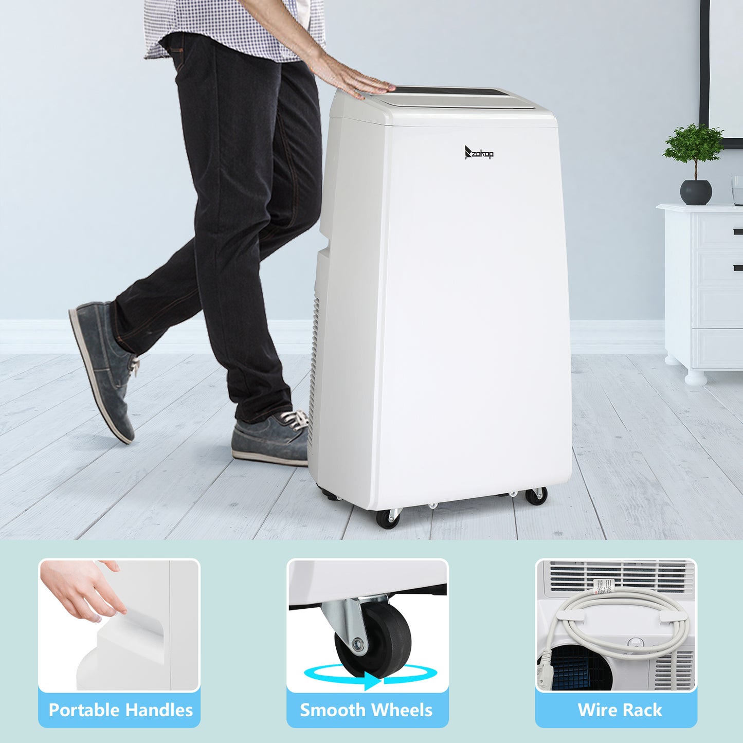 ZOKOP Smart WiFi Enabled 8800BTU (13000BTU ASHRAE) Portable Air Conditioner & Dehumidifier