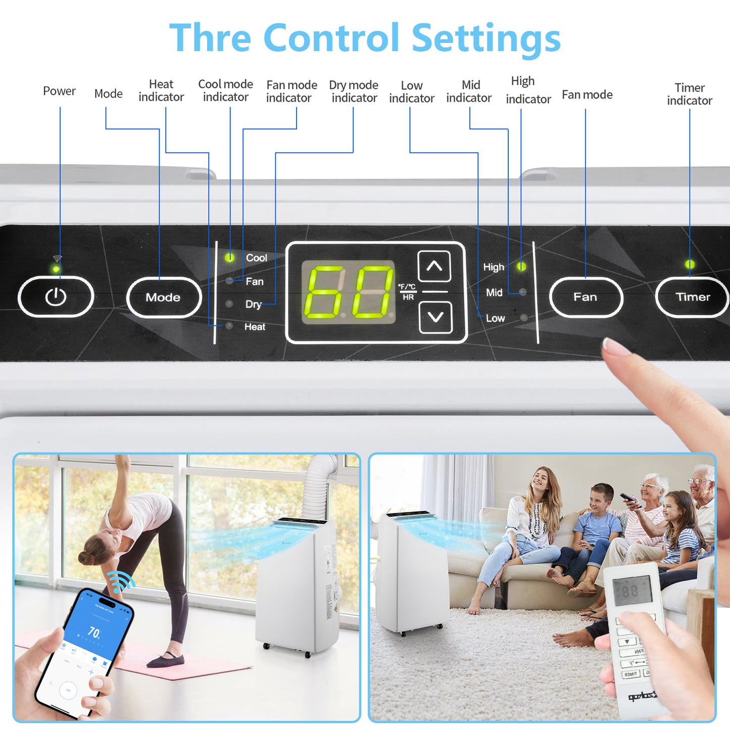 ZOKOP Smart WiFi Enabled 8800BTU (13000BTU ASHRAE) Portable Air Conditioner & Dehumidifier
