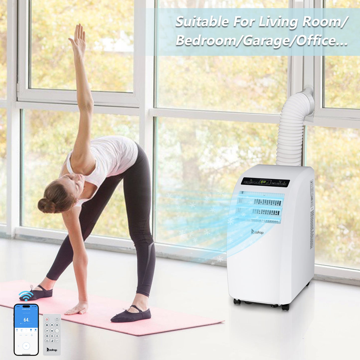 ZOKOP Smart WiFi Enabled 7760BTU (12000 BTU ASHRAE) Portable Air Conditioner & Dehumidifier