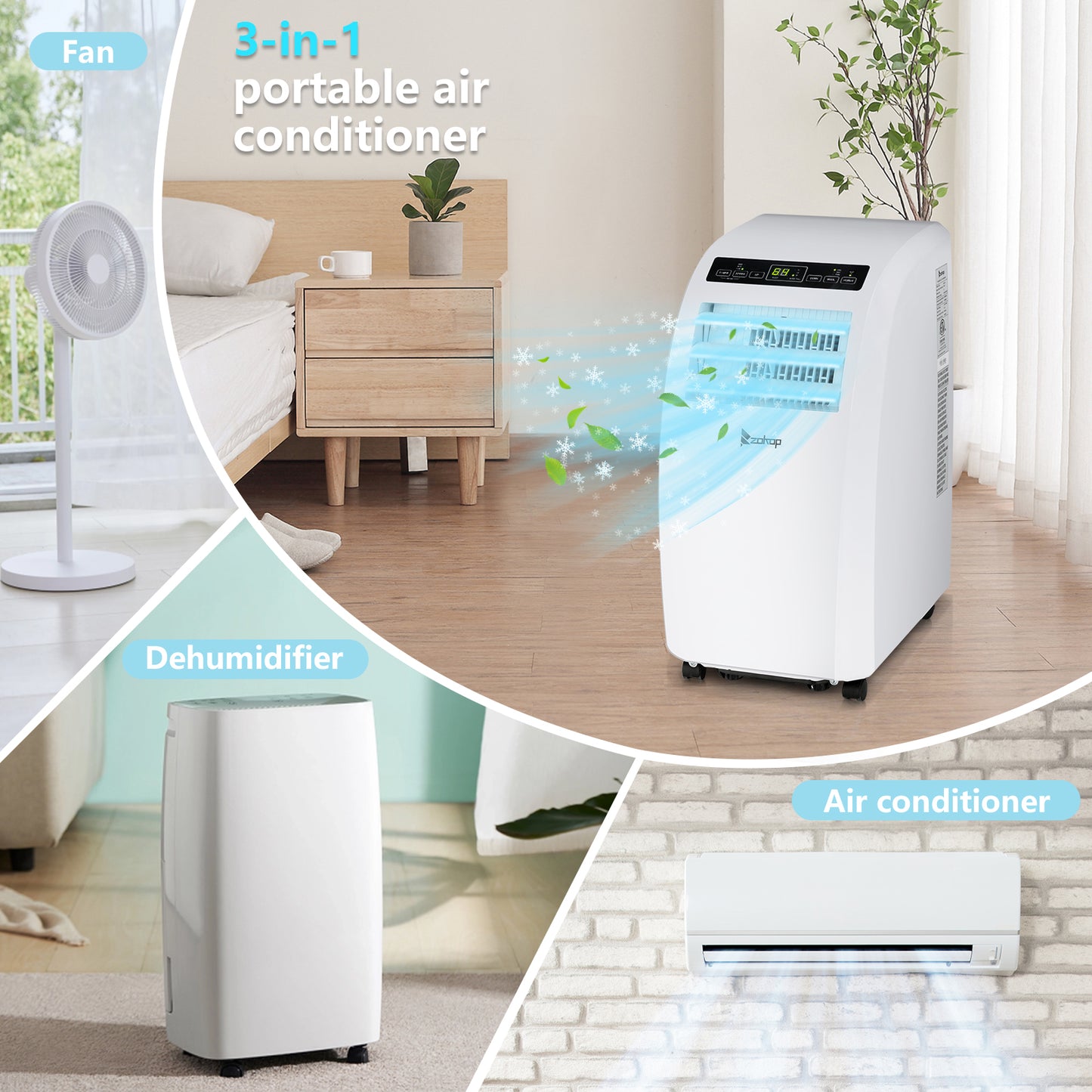 ZOKOP Smart WiFi Enabled 7760BTU (12000 BTU ASHRAE) Portable Air Conditioner & Dehumidifier