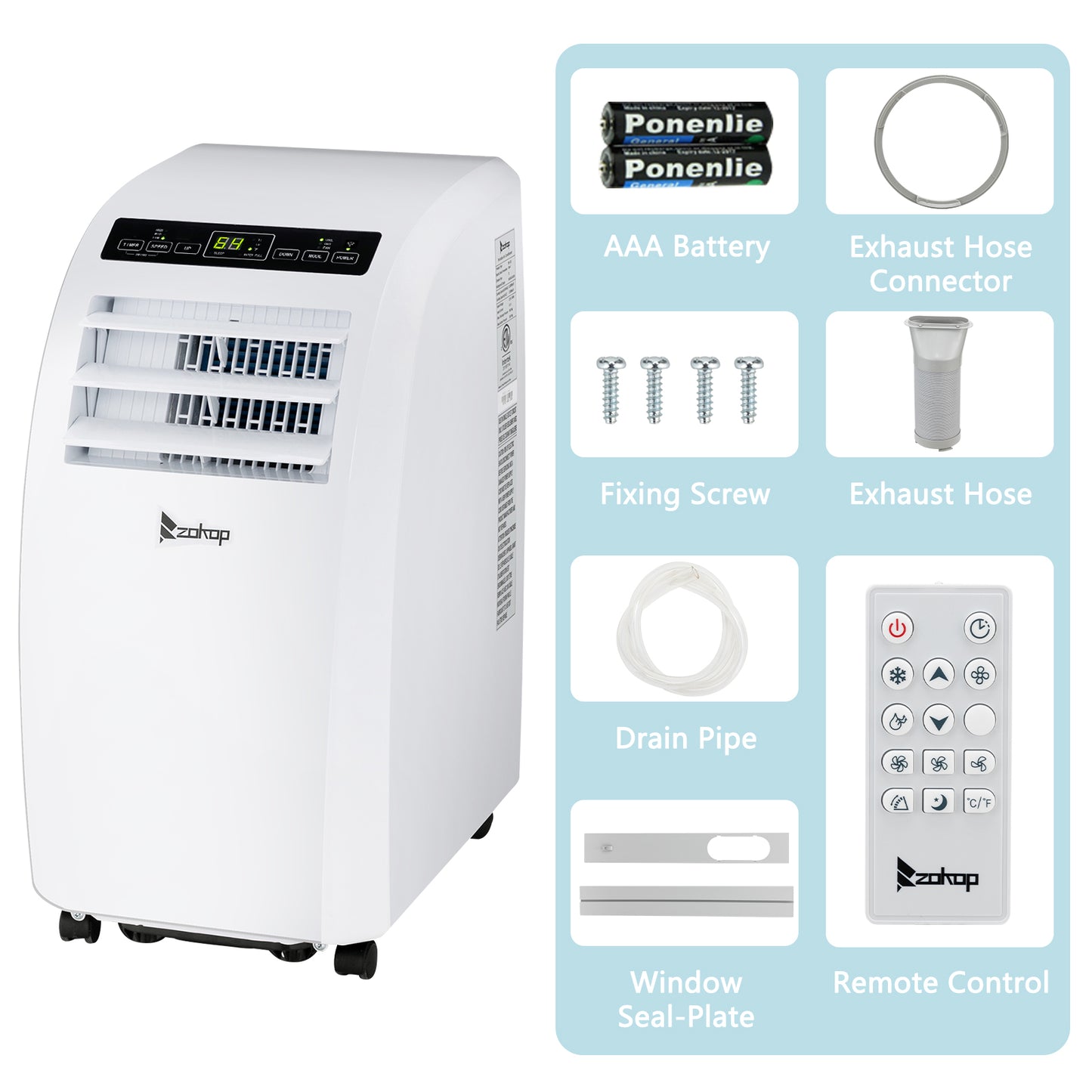 ZOKOP Smart WiFi Enabled 7760BTU (12000 BTU ASHRAE) Portable Air Conditioner & Dehumidifier