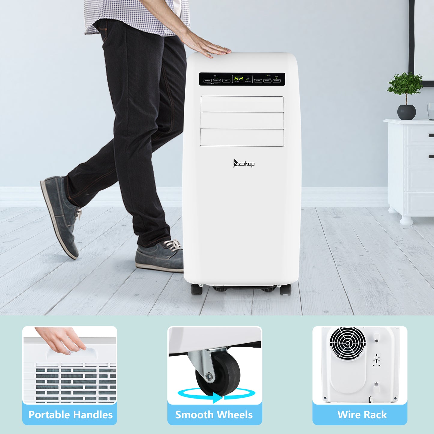 ZOKOP Smart WiFi Enabled 7760BTU (12000 BTU ASHRAE) Portable Air Conditioner & Dehumidifier