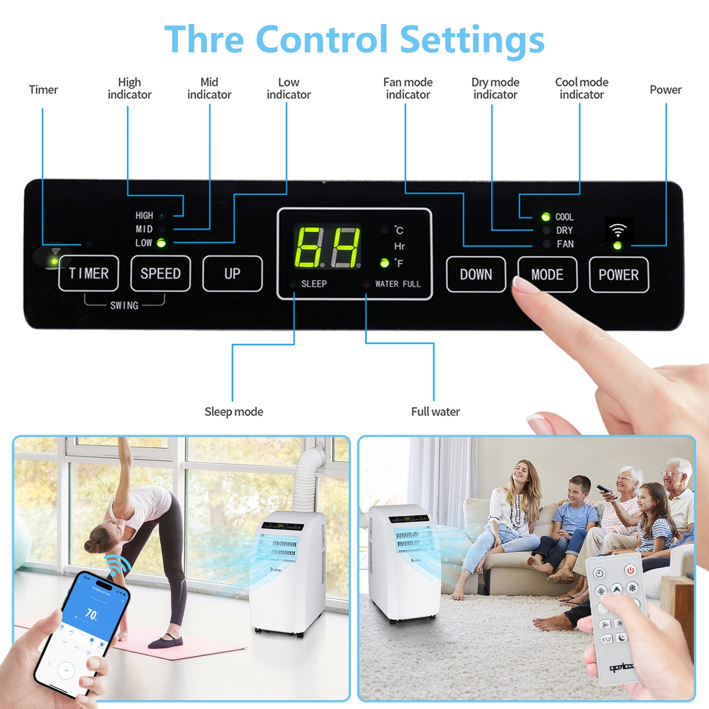 ZOKOP Smart WiFi Enabled 7760BTU (12000 BTU ASHRAE) Portable Air Conditioner & Dehumidifier